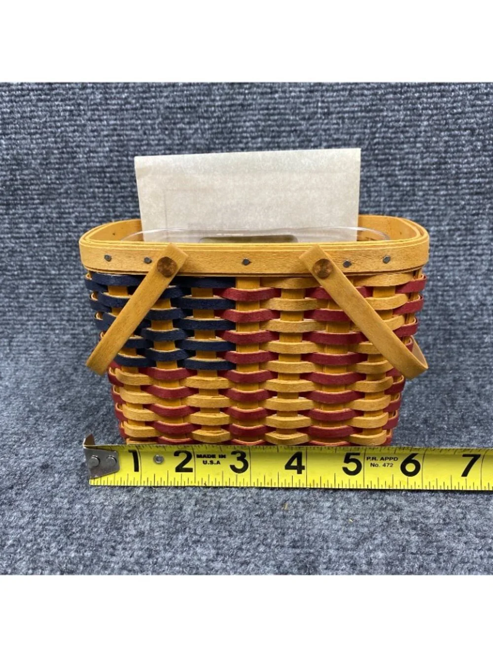 Longaberger 2002 Collectors Club Miniature Flag Basket Patriotic Protector COA